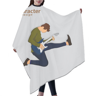 Personality   Illustration Of Man Playing Guitar Music Performance Hair Cutting Cape