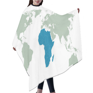 Personality  Africa Continent Marked Blue On Globe Map. Modern Flat Design. Vector Illustration Hair Cutting Cape