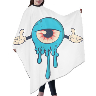 Personality  Cartoon Comic Eyeball With Two Hands Hair Cutting Cape