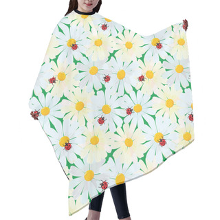 Personality  Seamless Pattern With Chamomile Flowers And Ladybirds, Summer Ba Hair Cutting Cape