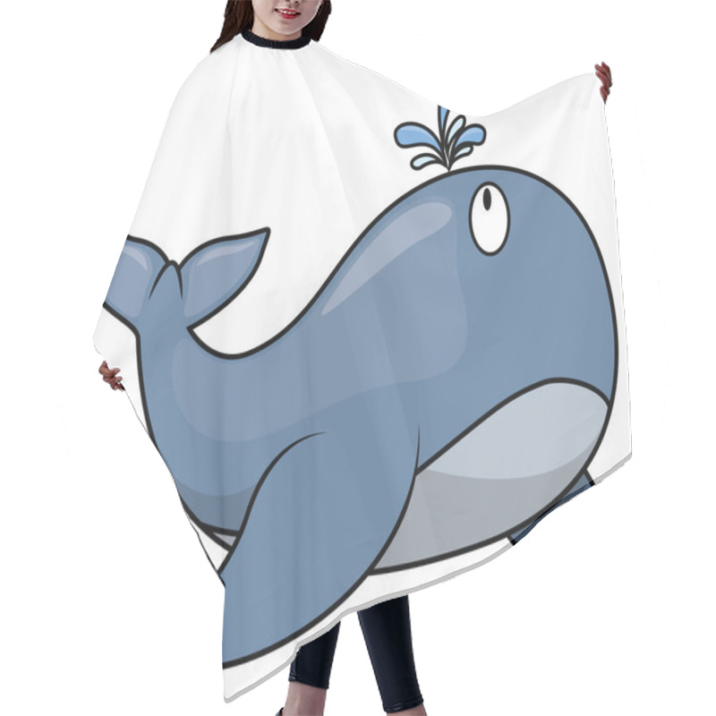 Personality  Cartoon Whale  On White Hair Cutting Cape