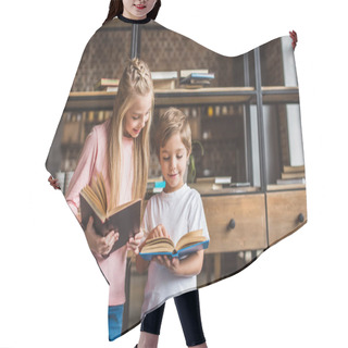 Personality  Smiling Siblings With Books Hair Cutting Cape