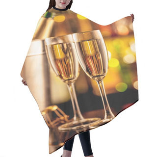 Personality  Glasses Of Champagne On Bar Counter Hair Cutting Cape