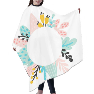 Personality  Vector Floral Frame With Blue And Pink Leaves Hair Cutting Cape