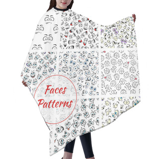 Personality  Cartoon Faces Seamless Pattern Background Hair Cutting Cape