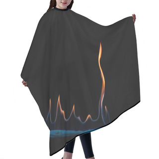 Personality  Close Up View Of Small Burning Orange And Blue Flame On Black Background Hair Cutting Cape