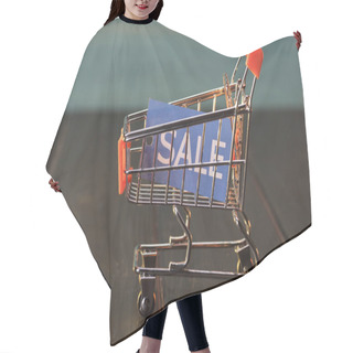 Personality  Small Shopping Cart With Sale Sign Hair Cutting Cape