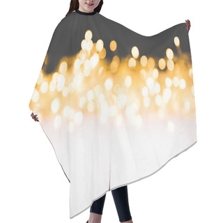 Personality  Festive Bokeh Lights On White Wooden Surface, Christmas Background Hair Cutting Cape
