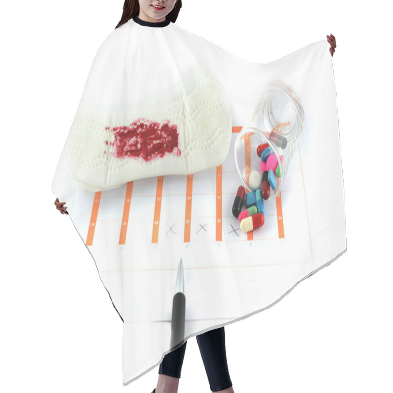 Personality  Menstruation Calendar With Sanitary Pads Hair Cutting Cape
