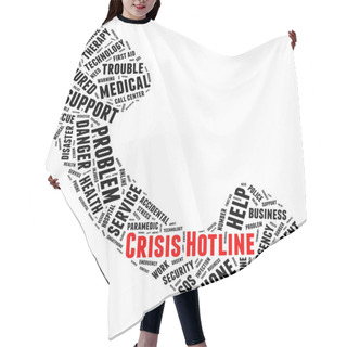 Personality  Crisis Hotline Telephone Shape Word Cloud Concept On White Background.  Hair Cutting Cape