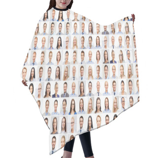 Personality  Collage With Many Business People Portraits Hair Cutting Cape