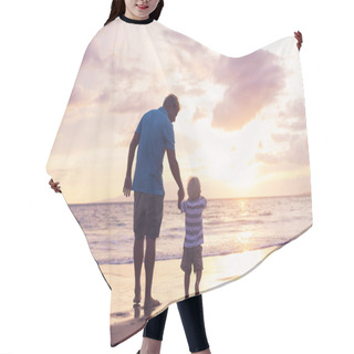 Personality  Father And Son Wallking On The Beach Hair Cutting Cape