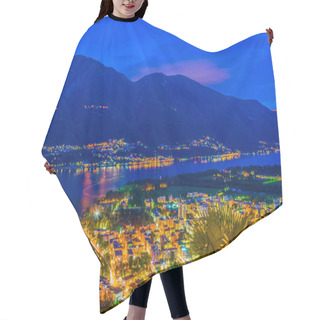 Personality  Night Aerial View Of Locarno, Switzerlan Hair Cutting Cape