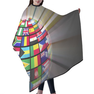 Personality  Globe With World Flags Hair Cutting Cape