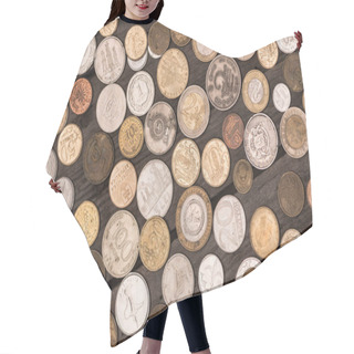 Personality  Collection Of Different Coins  Hair Cutting Cape