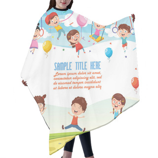 Personality  Vector Illustration Of Children Background Hair Cutting Cape