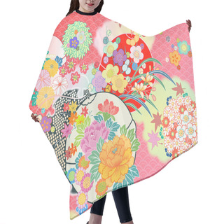 Personality  Floral Montage From Vintage Japanese Kimono Designs Hair Cutting Cape