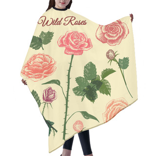 Personality  THE WILD ROSES - Hand Drawn Illustrations Hair Cutting Cape