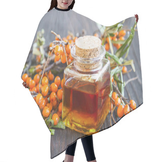 Personality  Seabuckthorn Oil Bottle With Berries Hair Cutting Cape