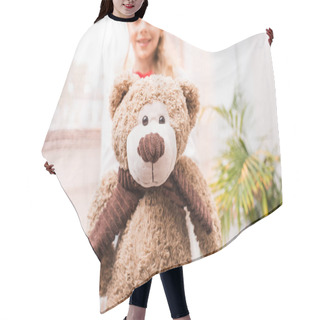 Personality  Child With Teddy Bear Hair Cutting Cape