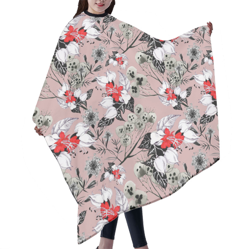 Personality  Seamless Pattern With Flowers Hair Cutting Cape
