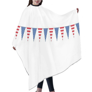 Personality  Garland With US Pennants On A White Background Hair Cutting Cape