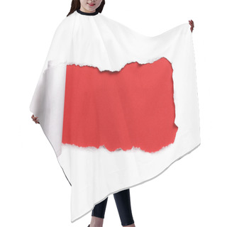 Personality  Tearing A Paper Frame Hole With Red Background Hair Cutting Cape