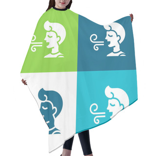 Personality  Bad Breath Flat Four Color Minimal Icon Set Hair Cutting Cape