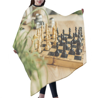 Personality  Chess Board Set During The Game Hair Cutting Cape