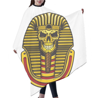 Personality  Egyptian Pharaoh Skull Vector Design With Gold Mask Of Ancient Egypt King. Death Mummy Skeleton Head Of Tutankhamun With Royal Crown, Striped Nemes And Braided Beard, Horror Tattoo Or T-shirt Print Hair Cutting Cape