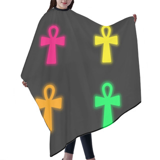 Personality  Ankh Cross Four Color Glowing Neon Vector Icon Hair Cutting Cape