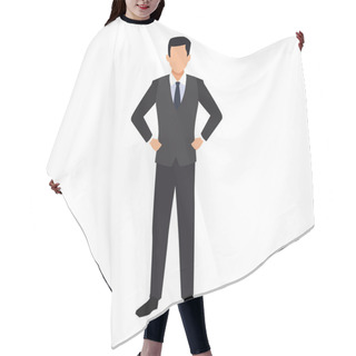 Personality  Avatar Businessman Standing Icon, Colorful Design Hair Cutting Cape