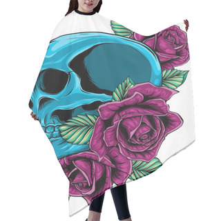 Personality  Skulls With Roses On White Background Hair Cutting Cape