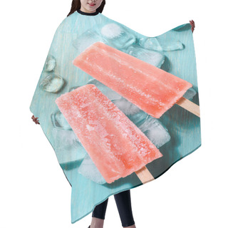 Personality  Delicious Frozen Sorbet On Wooden Background With Ice Cubes Hair Cutting Cape