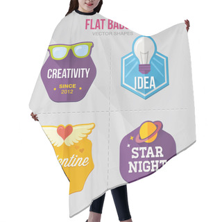 Personality  Flat Vector Badges Hair Cutting Cape