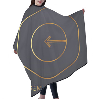 Personality  Arrow Pointing Left Circular Button Golden Line Premium Logo Or Icon Hair Cutting Cape