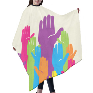 Personality  Colorful Up Hand. Concept Of Democracy Hair Cutting Cape