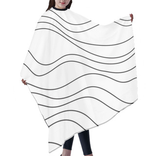 Personality  Abstract Monochrome Seamless Pattern. White Background With Waves. Hair Cutting Cape