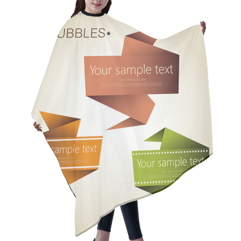 Personality  Abstract Origami Speech Bubble Vector Backgrounds Set. Hair Cutting Cape