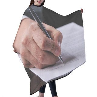 Personality  Businessman Writing On A Form Hair Cutting Cape
