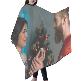 Personality  Happy Couple With Candle Hair Cutting Cape