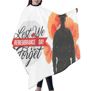 Personality  Silhouette Of Soldier On White Background. Remembrance Day In Canada Hair Cutting Cape