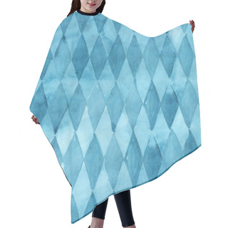 Personality  Seamless Watercolor Blue Rhomb Abstract Pattern. Hair Cutting Cape