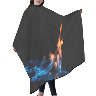 Personality  Close Up View Of Burning Orange And Blue Flame On Black Background Hair Cutting Cape