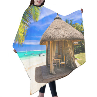 Personality  Relaxing Tropical Holidays. Scenery With Beach Bungalow Under Palm,Mauritius Island. Hair Cutting Cape