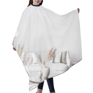 Personality  Stylish White Modern Living Room Interior, Home Decor Hair Cutting Cape