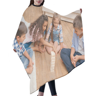 Personality  Children Playing Blocks Wood Game Hair Cutting Cape