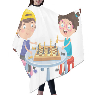 Personality  Cartoon Character Playing Chess Game Hair Cutting Cape