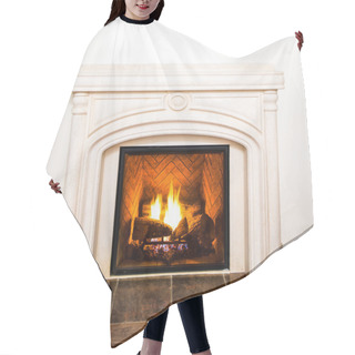 Personality  Luxurious White Marble Fireplace And Empty Wall Hair Cutting Cape