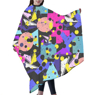 Personality  Abstract Seamless Vector Pattern For Girls, Boys, Clothes. Creative Background With Dots, Geometric Figures Funny Wallpaper For Textile And Fabric. Fashion Style. Colorful Bright Hair Cutting Cape